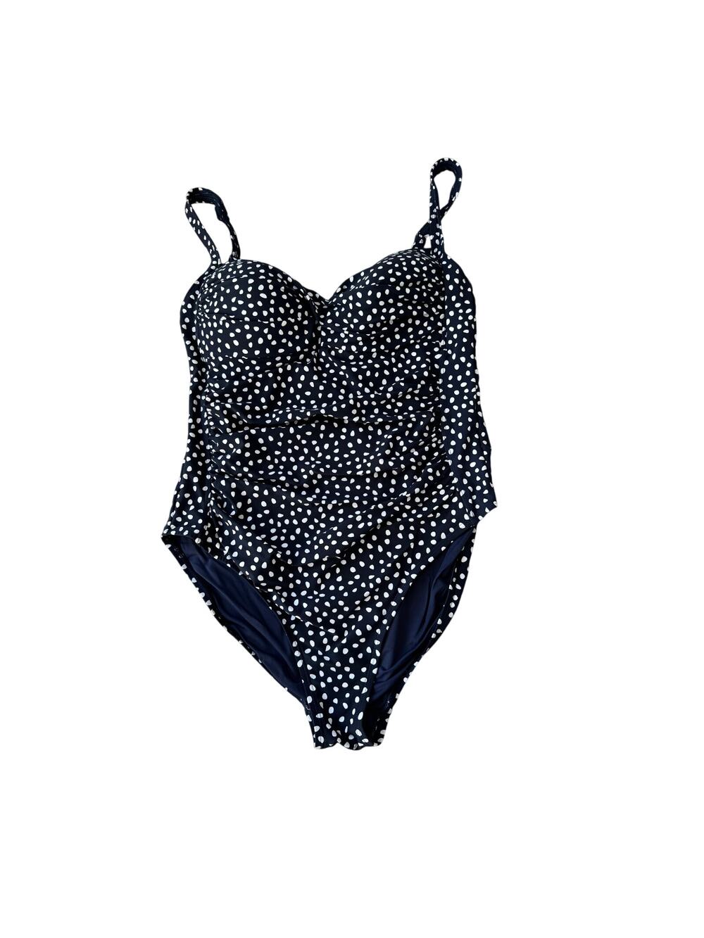 Niptuck Swim Polka Dot One Piece Swimsuit US12 Tummy Control Ruched Retro Vibe